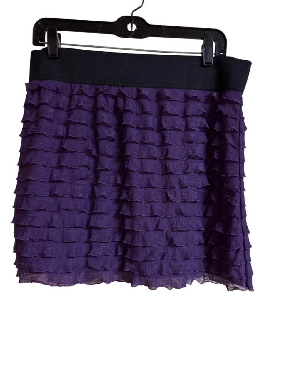 Express Purple Ruffle Mini Skirt Size L Polyester & Spandex